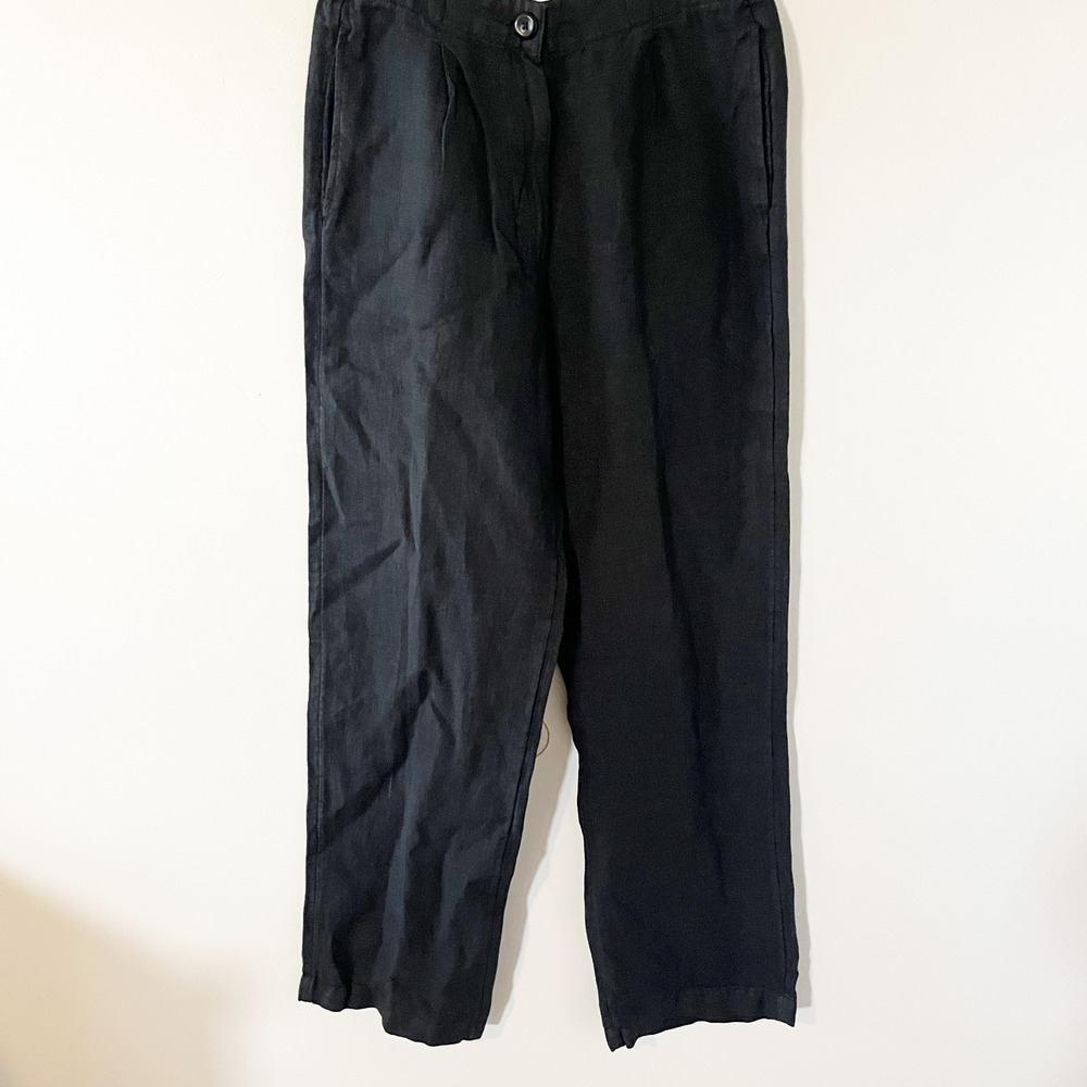 MATE the Label Black 100% Organic Linen Wide Leg Pants High Rise Small